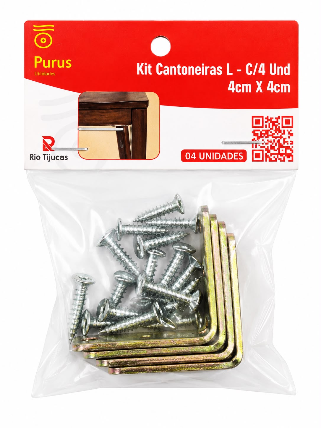 Kit Cantoneiras em L com Parafusos 4 Unidades Rio Tijucas