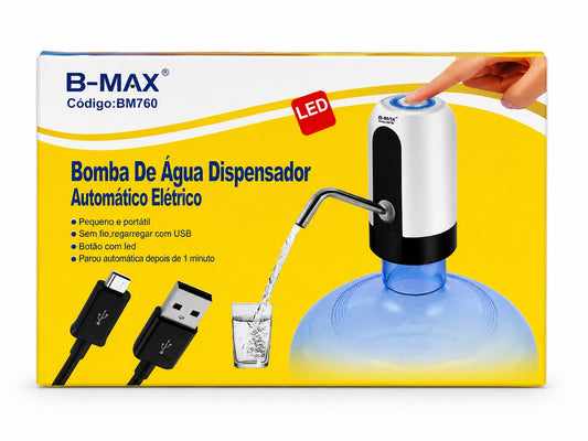 Bomba Dispensadora Automática Elétrica para Galão de Água USB B-MAX BM760 LED