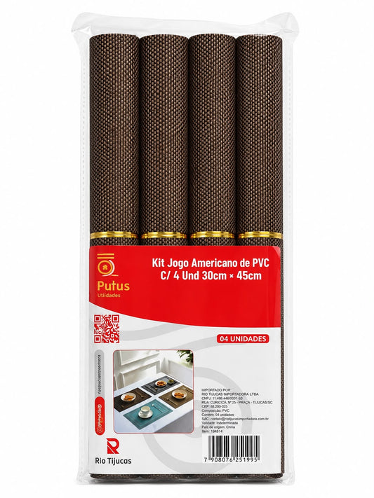 Kit Jogo Americano de PVC 30x45cm com 4 Unidades Purus Utilidades