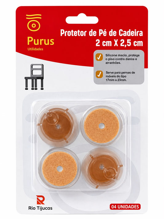 Protetor de Pé de Cadeira em Silicone com Feltro 4 Unidades