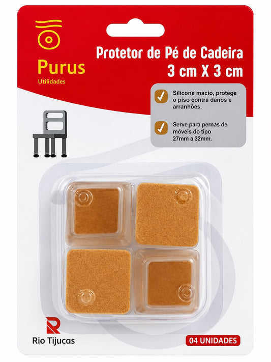 Protetor de Pé de Cadeira em Silicone com Feltro 4 Unidades