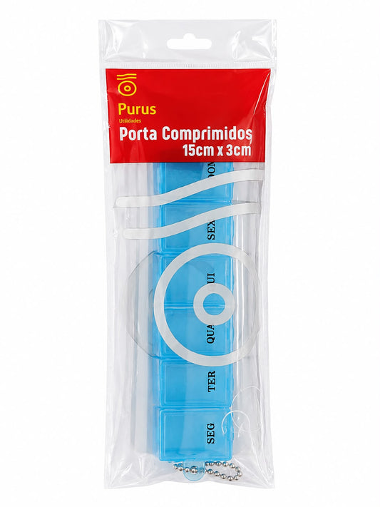 Porta Comprimidos Semanal 15cm x 3cm Organizador de Medicamentos Purus