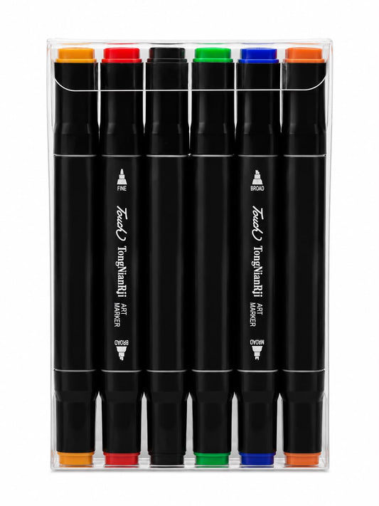 Kit Marcadores Artísticos Dual Tip 12 Cores para Desenho e Ilustração