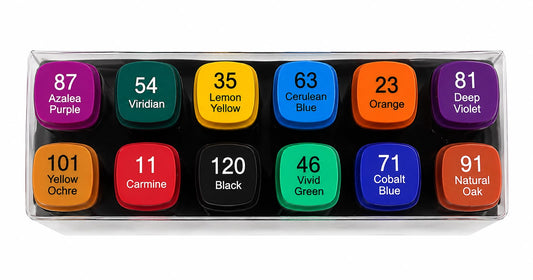 Kit Marcadores Artísticos Dual Tip 12 Cores para Desenho e Ilustração
