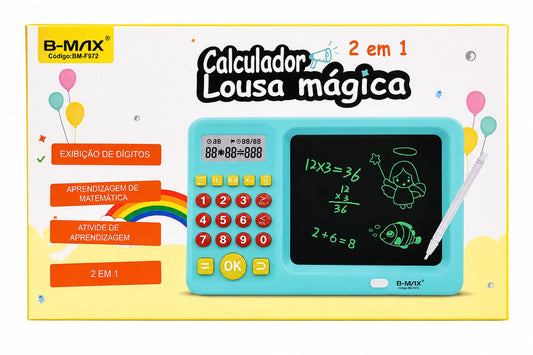 Calculadora e Lousa Mágica Infantil 2 em 1 B-Max BM-F972
