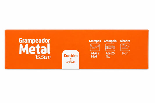 Grampeador Metálico Jocar Office 15,5cm Até 25 Folhas
