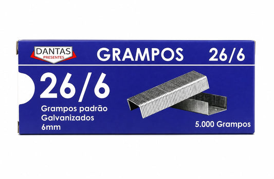 Grampos Galvanizados 26/6 Dantas Presentes Caixa com 5000 Unidades
