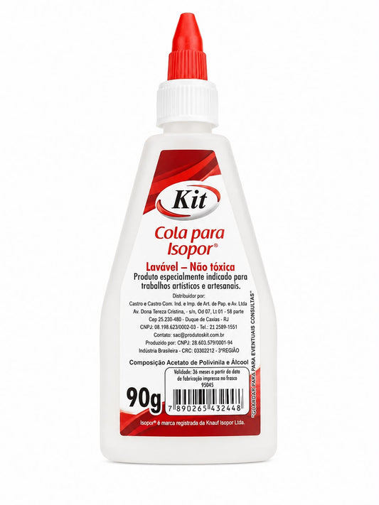 Cola para Isopor Kit 90g Lavável e Não Tóxica para Artesanato e Trabalhos Escolares