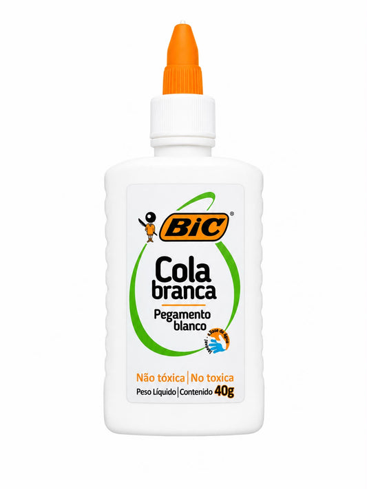 Cola Branca Bic Não Tóxica Lavável para Papel e Artesanato