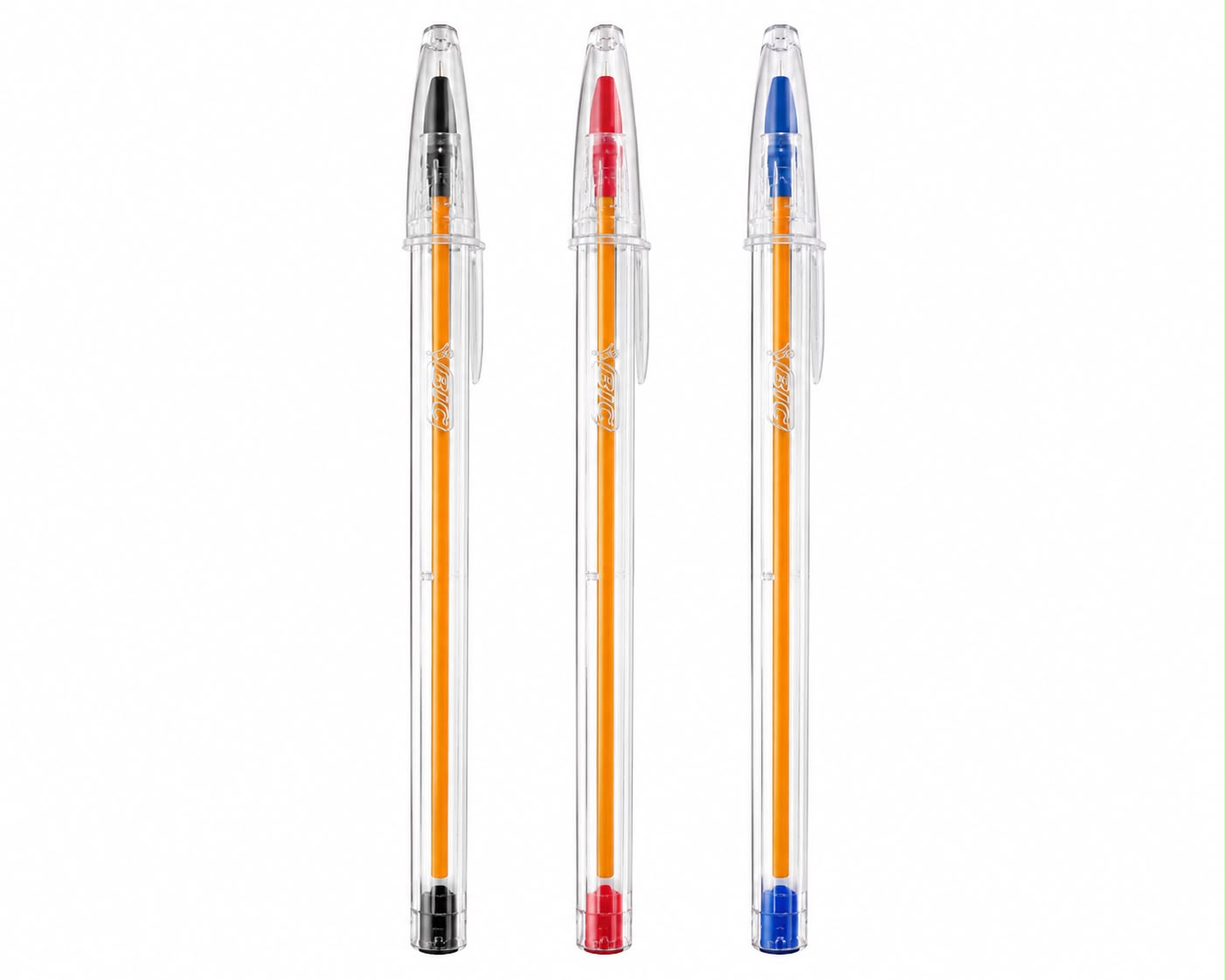 Kit Canetas Esferográficas Bic Cristal Dura+ Original Azul, Preta e Vermelha com 3 Unidades