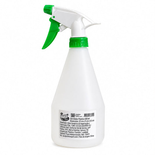 Borrifador Plástico Manual 500ml Pulverizador Spray Multiuso Max Clean