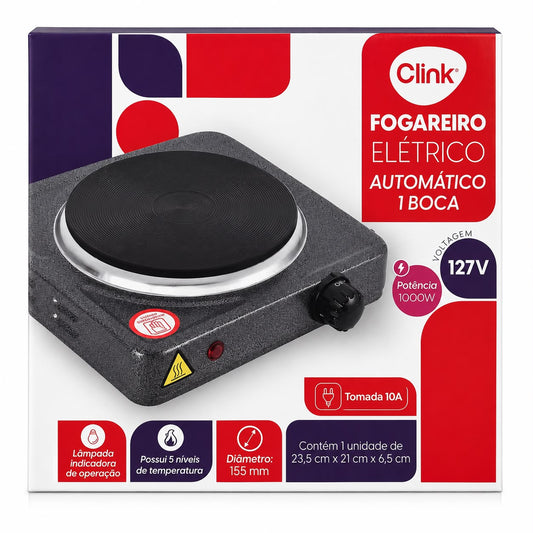 Fogareiro Elétrico Automático 1 Boca 127V 1000W Clink