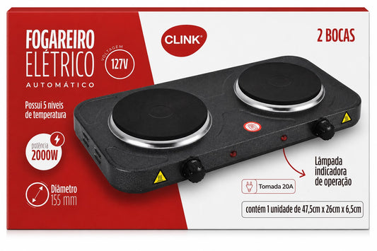 Fogareiro Elétrico Automático 2 Bocas 127V 2000W Clink
