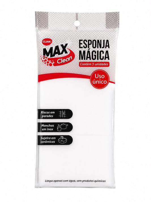 Esponja Mágica Max Clean Clink Limpeza Pesada Kit com 3 Unidades