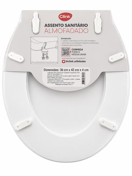 Assento Sanitário Almofadado Decorado Clink Estampa Azulejo Português