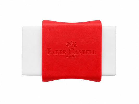 Borracha Faber-Castell Branca com Capa Protetora Vermelha