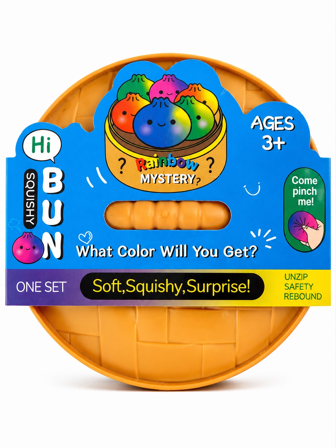 Squishy Bun Rainbow Mystery Brinquedo Antiestresse Surpresa Macio para Crianças 3+