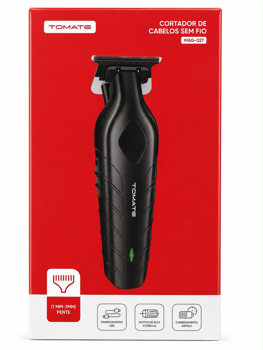 Aparador de Cabelos Sem Fio Tomate MAG-027 Recarregável USB Profissional