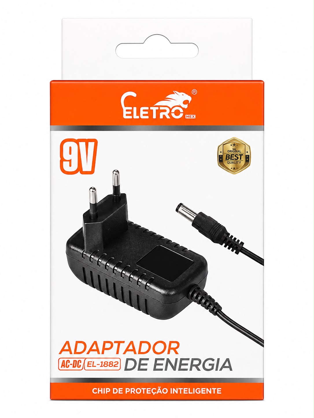 Adaptador de Energia Eletro Mex EL-1882 AC/DC 9V com Chip de Proteção Inteligente