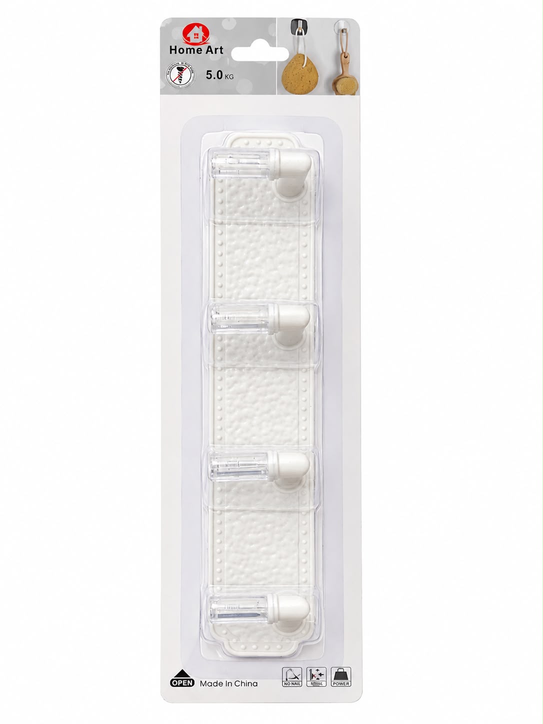Kit com 4 Ganchos Adesivos Transparentes Home Art 5kg para Parede