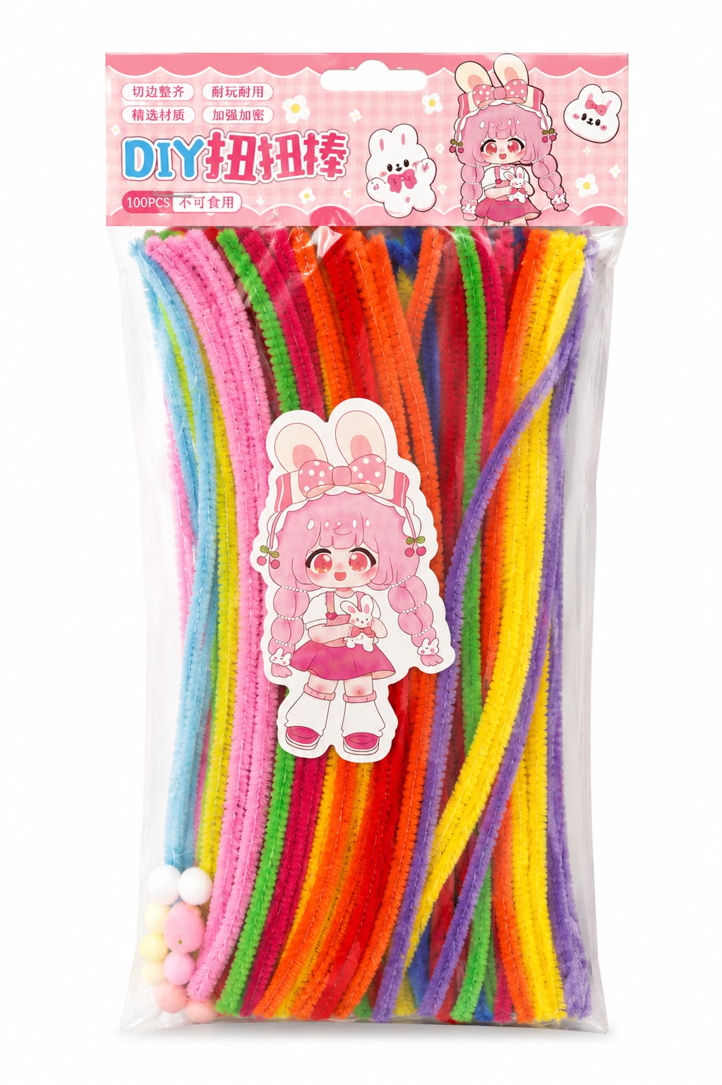 Kit 100 Limpa Cachimbos Coloridos para Artesanato DIY Plush Sticks