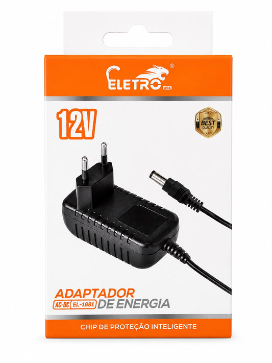 Adaptador de Energia Eletro Mex EL-1882 AC/DC 9V com Chip de Proteção Inteligente